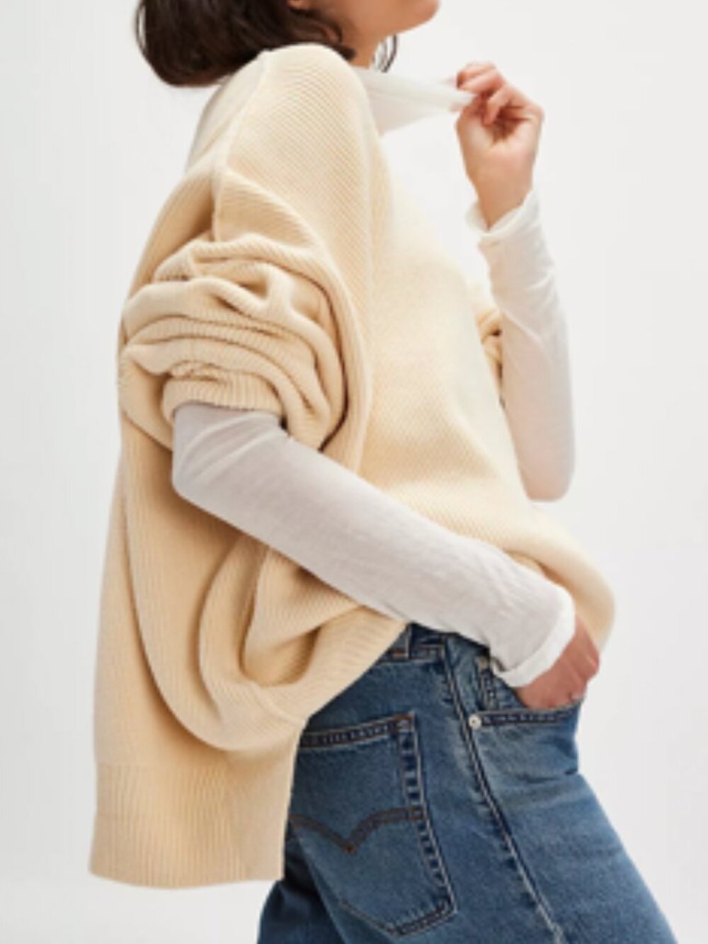 NWT Free People Creme Easy Street Tunic Sweater - Picture 3 of 14